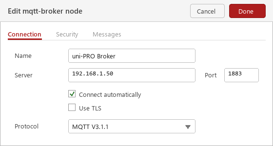 Node-RED mqtt-broker configuration