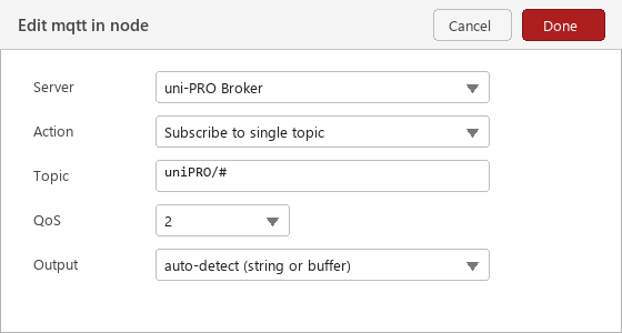 Node-RED mqtt in configuration